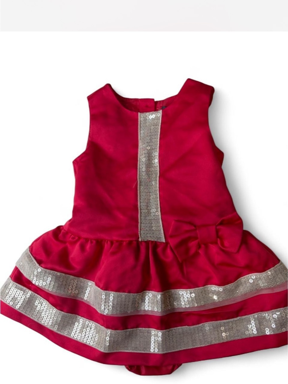 Lydia Jane Girls Red/Gold Sequin Party Satin Dress Holiday Christmas 12Mo